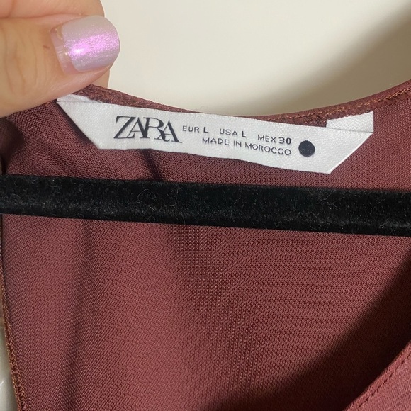 Zara Maroon Red Asymmetrical MIDI  Dress L - Picture 7 of 7